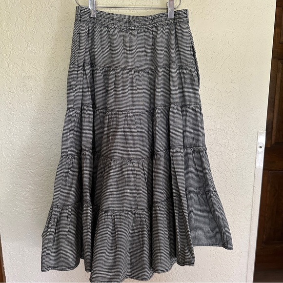 Free People In Full Swing Gingham Midi Skirt Size Small Black & White - Picture 9 of 14